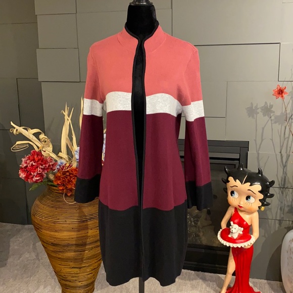 NWOT Kasper Cotton Blend Mid Length Cardigan - Picture 1 of 6